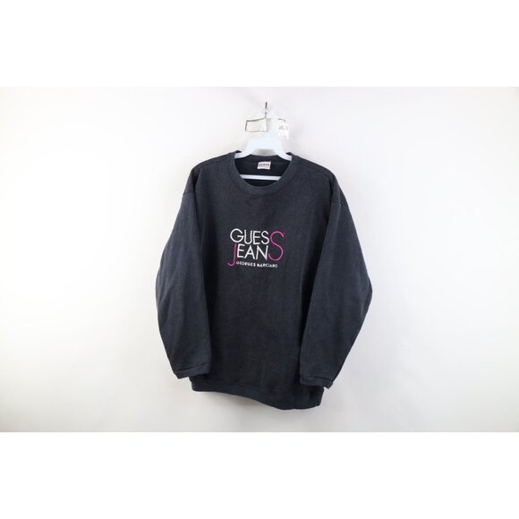 Vtg 80s 90s Georges Marciano Guess Jeans Women OS Faded Spell Out Sweatshirt USA - Picture 1 of 13